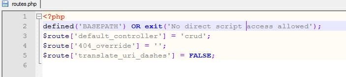 Sisipkan script dibawah ini di file config routes.