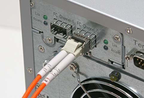 3. Insert the optical cable into the SFP, it will seat with an audible click. 2.