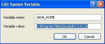 At the beginning of the line enter the following: C:\Program Files\Java\jdk1.6.0_10\bin; 6. Click OK. 7.