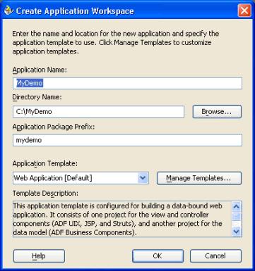 Select File > New... and pick Application Workspace. Use the template named Web Application [default] as shown in Figure 9.