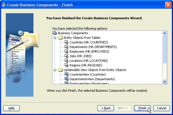 Figure 15: Reviewing the Business Components To Create NOTE: For a more detailed explanation of this step, see the "Setting Up the Business Components Package" section in Chapter 2.