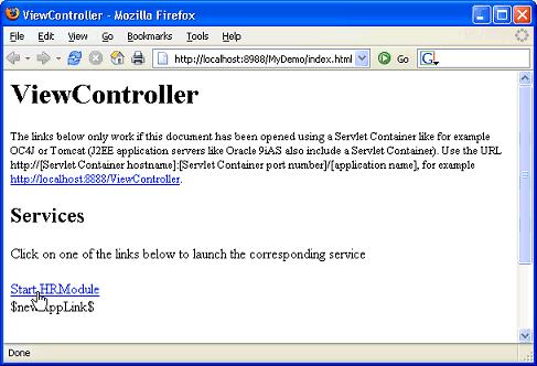 Figure 25: JHeadstart Application Launch Page If instead of seeing the application start page you see some kind of timeout error in your browser as