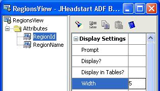 Then set the Width property in the Display Settings category for the RegionId attribute to 5 as shown in Figure 50.