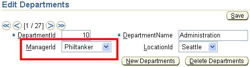 Step 3: Create Department Manager List of Values (LOV) In this step, we are going to change the lookup definition for the manager of a department so that it behaves as a popup LOV window instead of