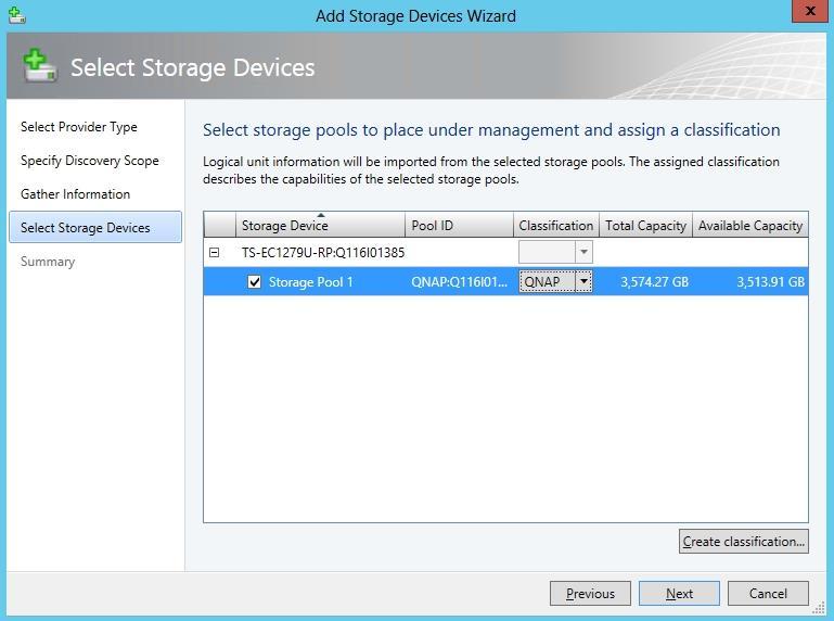 Select the Storage Pools you want to use for SCVMM usage.