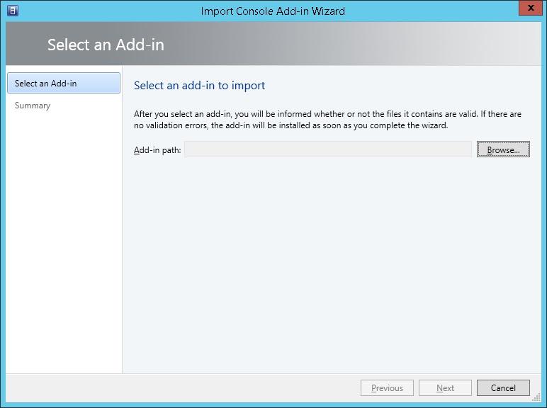 Importing the Fabric Management Add-in in the SCVMM Console Before you configure the Fabric Management Add-in, you must import the Fabric