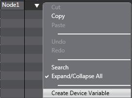 5 Right-click Node1 and select Create Device Variable. 6 The variable names and types are set.