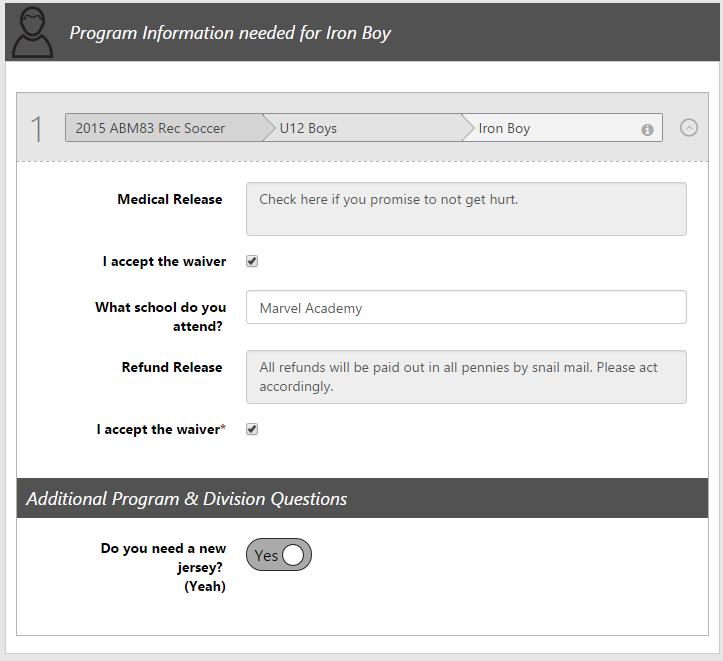 8a. Fill out all Program Information needed for... Fields with a red star are required information.