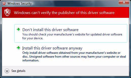 Chapter 2 System Requirements and Driver Installation warning you that ʺWindows canʹt verify the publisher of this driver software.