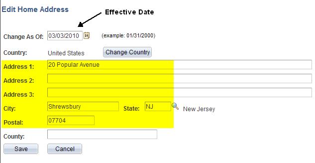 Enter the effective date the address change should occur.