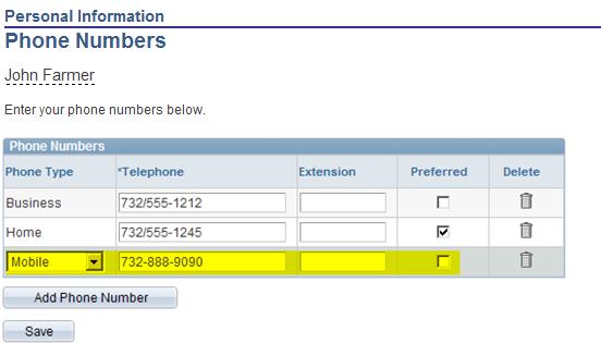 You have the option to enter the phone number with dashes or not and can include an extension. (The system will record your number as XXX/XXX- XXXX).