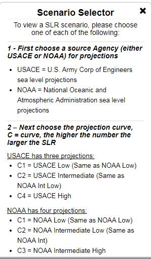 USACE = United States Army Corps of Engineers NOAA = National Oceanic and Atmospheric Administration After selecting the Agency, the Projection Curves will automatically change to show the curves for