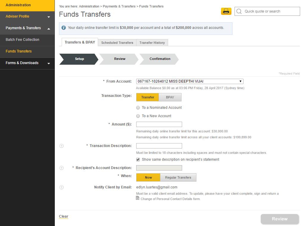 04 Online Transactions - Online Capabilities Initiate a Bpay or funds transfer for the client Initiate