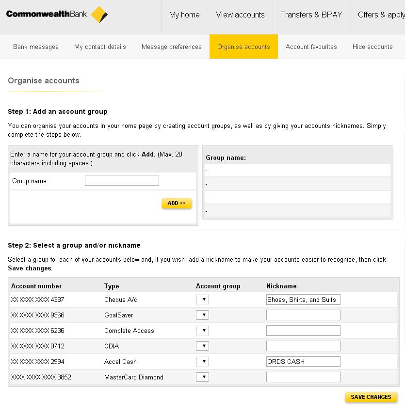 07 Client Online Experience Nicknaming Accounts Once the client logs into NetBank, click on More then Organise Accounts