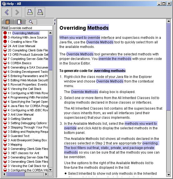 DiveIntoSunONE.fm Page 218 Tuesday, September 24, 2002 8:49 AM 218 Sun ONE Integrated Development Environment Chapter 5 the chances that the document is what the user was looking for help with.