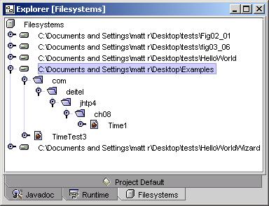 DiveIntoSunONE.fm Page 252 Tuesday, September 24, 2002 8:49 AM 252 Sun ONE Integrated Development Environment Chapter 5 TimeTest3.java is located in the root directory and Time1.