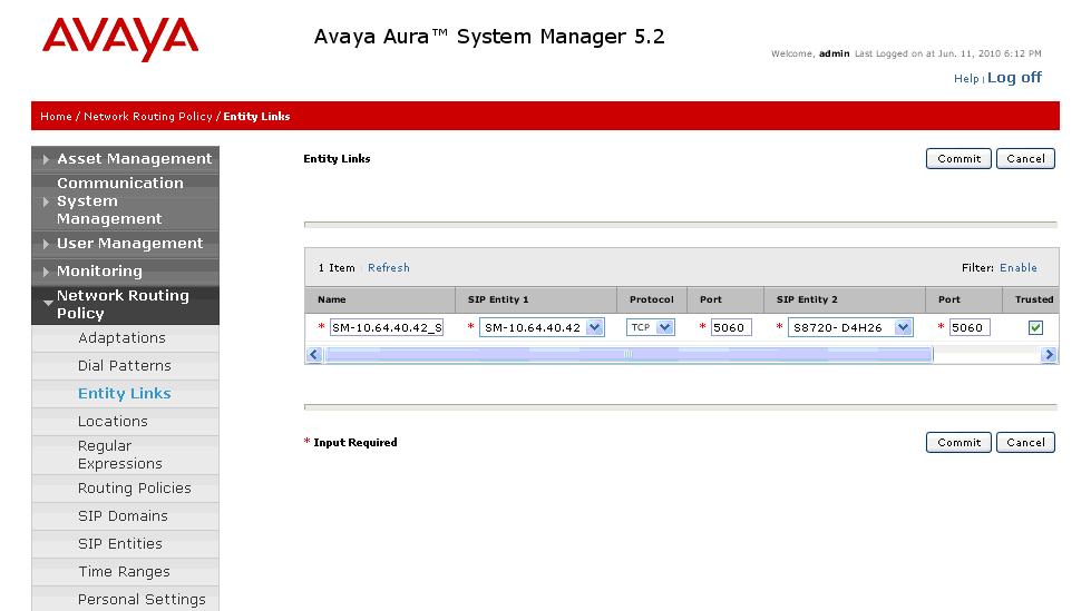 5.4. Configure Entity Links Entity Links define the connections between the SIP Entities and Session Manager.