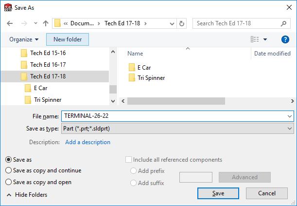 B. Save As "TERMINAL-26-22" in Sub-folder. Step 1. Click File Menu > Save As. Step 2.