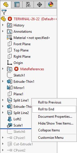 Right click in the Feature Manager and