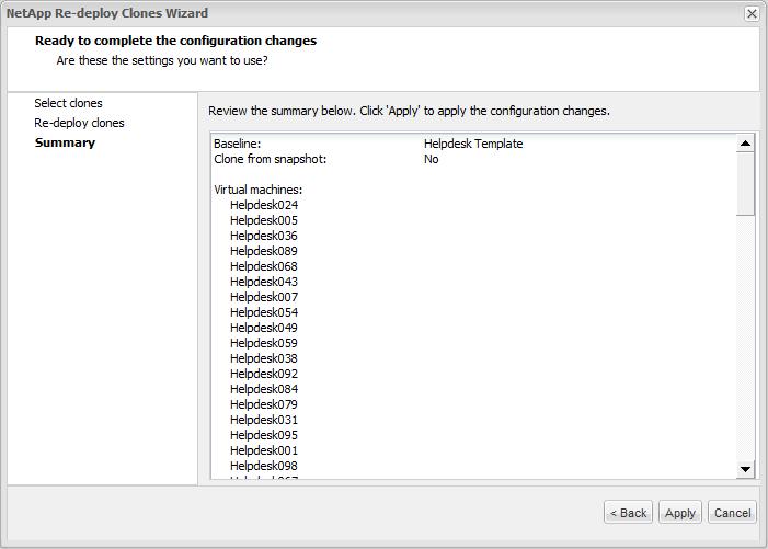 8 Review the configuration change summary before proceeding and click Apply to continue.