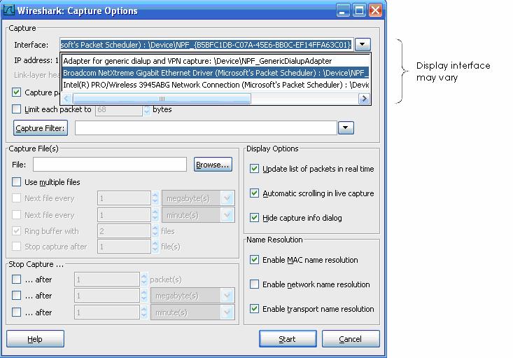 PART II: PDU Capture To start PDU capture, go to Capture on the Menu bar and select Options.