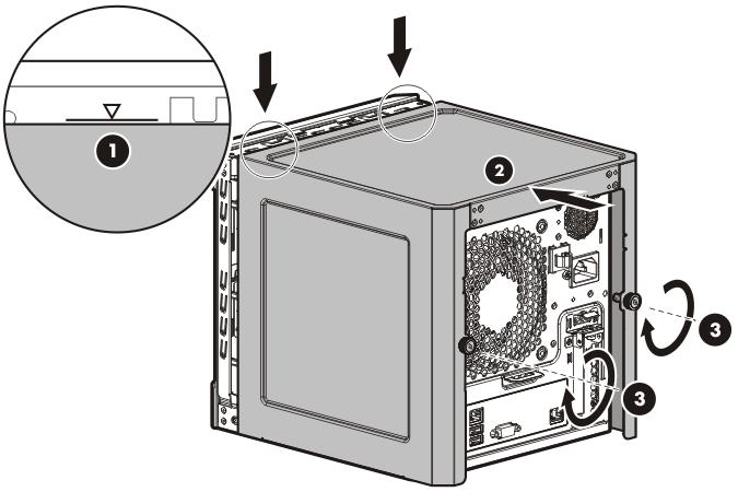 2. Tighten the rear thumbscrews to secure the chassis cover in place. 3. Connect the peripheral devices to the server ("Connecting peripheral devices" on page 25). 4.