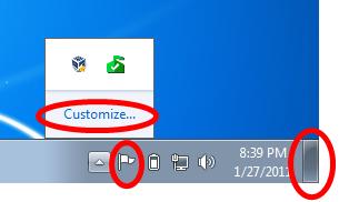 Action Center: Configure your Action Center settings for Security and Maintenance features (Start > Control Panel > Action Center) Show/Hide Desktop icon: click this icon will either minimize all