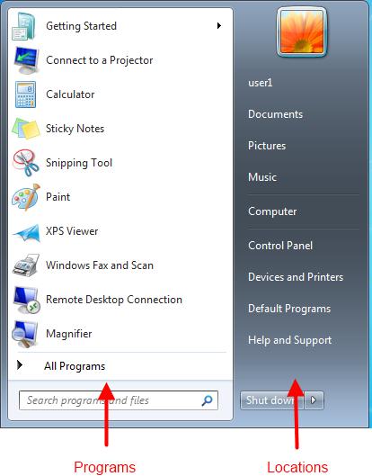 Start Menu Menu Layout: As with other versions of Windows, the Start Menu s left column shows you the Programs you have installed on your computer, and