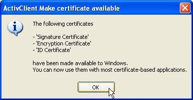 x Click Tools, Advanced, Make Certificates available to
