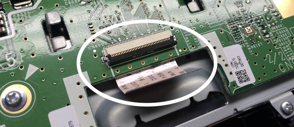 factory touch PCB to expose factory video ribbon cable
