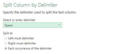 9) The Split By Delimiter dialog box pops up and looks
