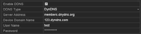4 IPServer Settings Interface DynDNS: 1) Enter Server Address for DynDNS (i.e. members.dyndns.org).