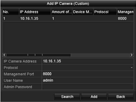 Figure 2. 12 Adding IP Camera Interface 3. The online cameras with same network segment will be displayed in the camera list. Click the button to add the camera.