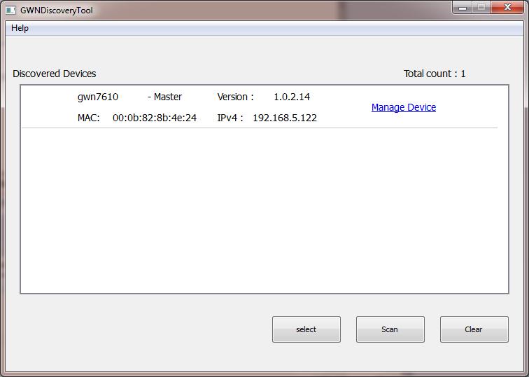 Method 2: Discover GWN76xx using GWN Discovery Tool 1. Download and install GWN Discovery Tool from the following link: http://www.grandstream.com/sites/default/files/resources/gwndiscoverytool.zip 2.