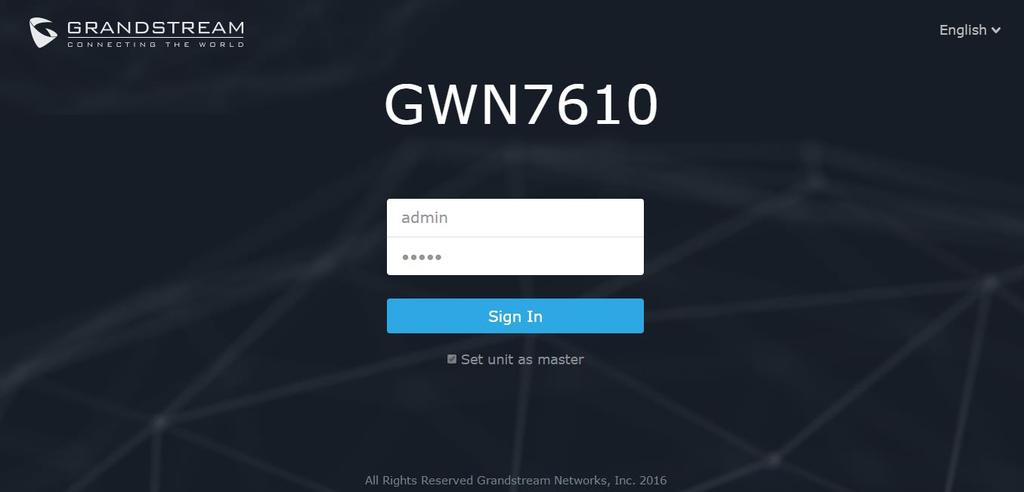 Figure 5: Login Page Notes: At first boot or after factory reset, users will be asked to change the default administrator and user passwords before accessing GWN76xx web interface.