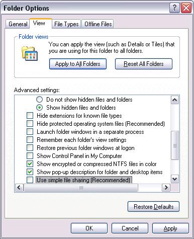 Windows Clients 4. Clear the Use simple file sharing check box. 5. Click Apply and OK to close the window. Disabling Sharing Wizard in Windows 8.