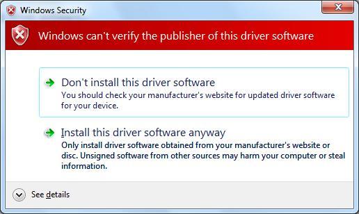 this driver software anyway to start the installation of the