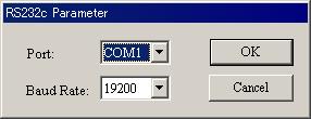 Climomaster: M-Mode will not appear (proceed with the default setting to the instrument) 2 RS-232C parameters setting Port: Select COM port on PC.