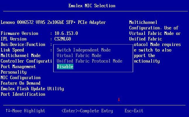 11. Configuring UEFI for Ethernet Starting the Emulex NIC Configuration Utility 152 4. When you are finished configuring LPVIDs, press <Esc> to return to the Controller Configuration screen.