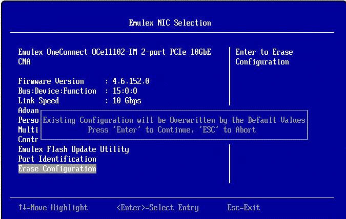 11. Configuring UEFI for Ethernet Erasing Ports and Adapter Configurations 163 Erasing Ports and Adapter Configurations Notes If selecting this setting, all previous configuration settings are
