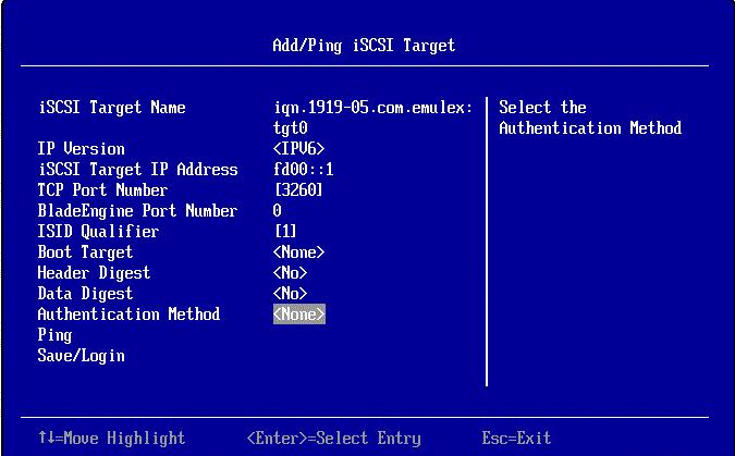 12. Configuring UEFI for iscsi Adding and Configuring Targets 181 If you set the Boot Target option in step 5 before adding the target, the Boot Target is displayed as No.