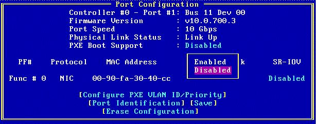 2. Configuring PXE Boot for NIC on LPe16202 and OCe11100-series Adapters Using the PXESelect Utility 29 4. Select the port you want to configure and press <Enter>.