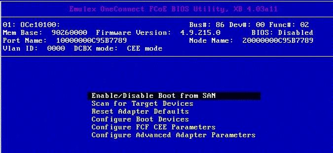 However, if the adapter is not enabled to boot from SAN, you must first enable the adapter to do so.