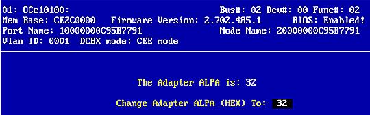 6. Using the FCoE Boot BIOS Utility for x86 and x64 Architectures Configuring Advanced Adapter Parameters 87 2. Select Change Default ALPA of this adapter and press <Enter>.