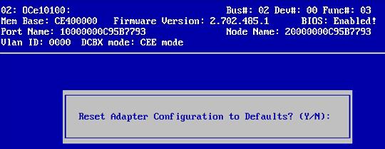 6. Using the FCoE Boot BIOS Utility for x86 and x64 Architectures Resetting to Default Values 94 The FCoE CEE parameters (FCF information) are not affected.