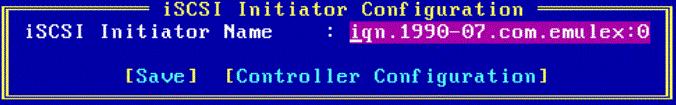 8. Configuring iscsi Boot Support with the iscsiselect Utility Setting Up a Basic iscsi Boot Configuration 98 3. Select Save and press <Enter> to save the initiator name.