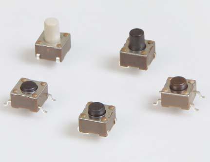 3301 TACT SMT - 6mm x 6mm 100,000 cycles typical 100mΩ max. initial @ 2-4 VDC 100mA for both silver and gold plated contacts 100MΩ min. 100 ± 50 gf, 160 ± 50 gf, 260 ± 50 gf 0.