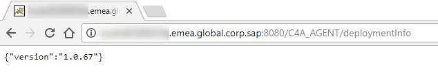 8. Test if the SAP Analytics Cloud Agent installation was successful by opening the following URL in your browser: http://<host>:<port>/c4a_agent/deploymentinfo EXAMPLE: