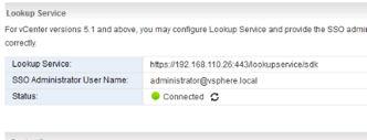 Enter port 443 if you are using vsphere 6.0. For vsphere 5.5, use port number 7444. The Lookup Service URL is displayed based on the specified host and port.