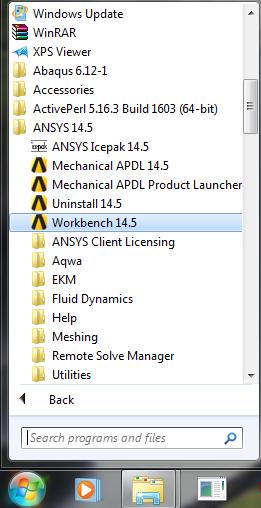 3. Open ANSYS Workbench 3.1. Start > All Programs > ANSYS 14.5 > Workbench 14.5 3.2.
